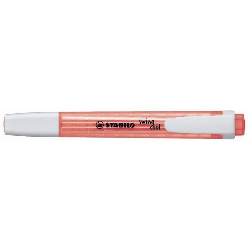 Pack 10 Unidades Stabilo Swing Cool Marcador Fluorescente - Cuerpo Plano - Punta Biselada - Trazo Entre 1 Y 4mm - Tinta Con Base De Agua - Antisecado - Color Rojo