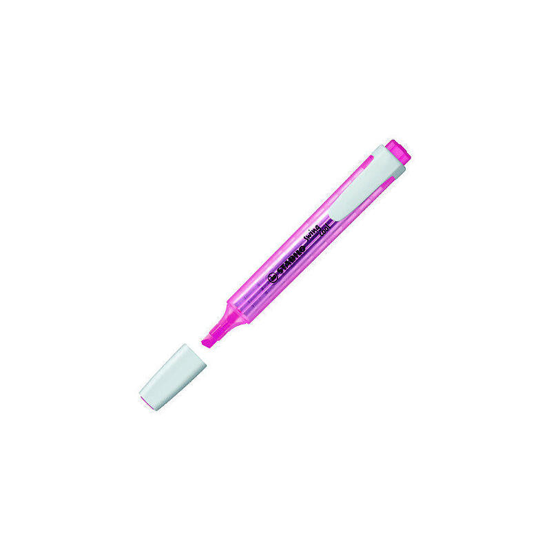 Pack 10 Unidades Stabilo Swing Cool Marcador Fluorescente - Cuerpo Plano - Punta Biselada - Trazo Entre 1 Y 4mm - Tinta Con Base De Agua - Antisecado - Color Rosa