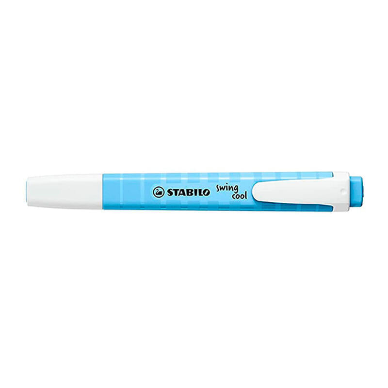 Pack 10 Unidades Stabilo Swing Cool Pastel Marcador Fluorescente - Cuerpo Plano - Punta Biselada - Trazo Entre 1 Y 4mm - Tinta Con Base De Agua - Antisecado - Color Azul Ventoso