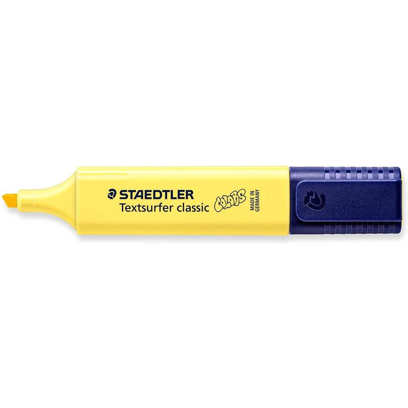 Pack 10 Unidades Staedtler Textsurfer Classic 364 Pastel Rotulador Marcador Fluorescente - Punta Biselada - Trazo Entre 1mm-5mm - Tinta Con Base De Agua - Color Amarillo Girasol