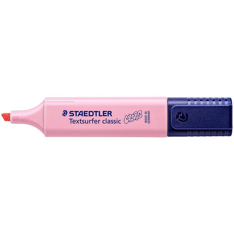 Pack 10 Unidades Staedtler Textsurfer Classic 364 Pastel Rotulador Marcador Fluorescente - Punta Biselada - Trazo Entre 1mm-5mm - Tinta Con Base De Agua - Color Carmin Claro