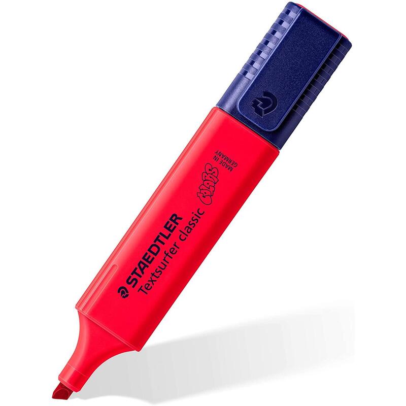 Pack 10 Unidades Staedtler Textsurfer Classic 364 Rotulador Marcador Fluorescente - Punta Biselada - Trazo Entre 1mm-5mm - Tinta Con Base De Agua - Color Bermellon