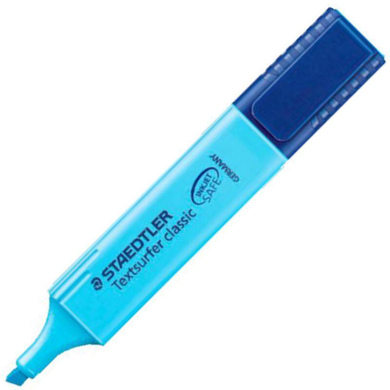 Pack 10 Unidades Staedtler Textsurfer Classic 364 Rotulador Marcador Fluorescente - Punta Biselada - Trazo Entre 1mm-5mm - Tinta Con Base De Agua - Color Azul
