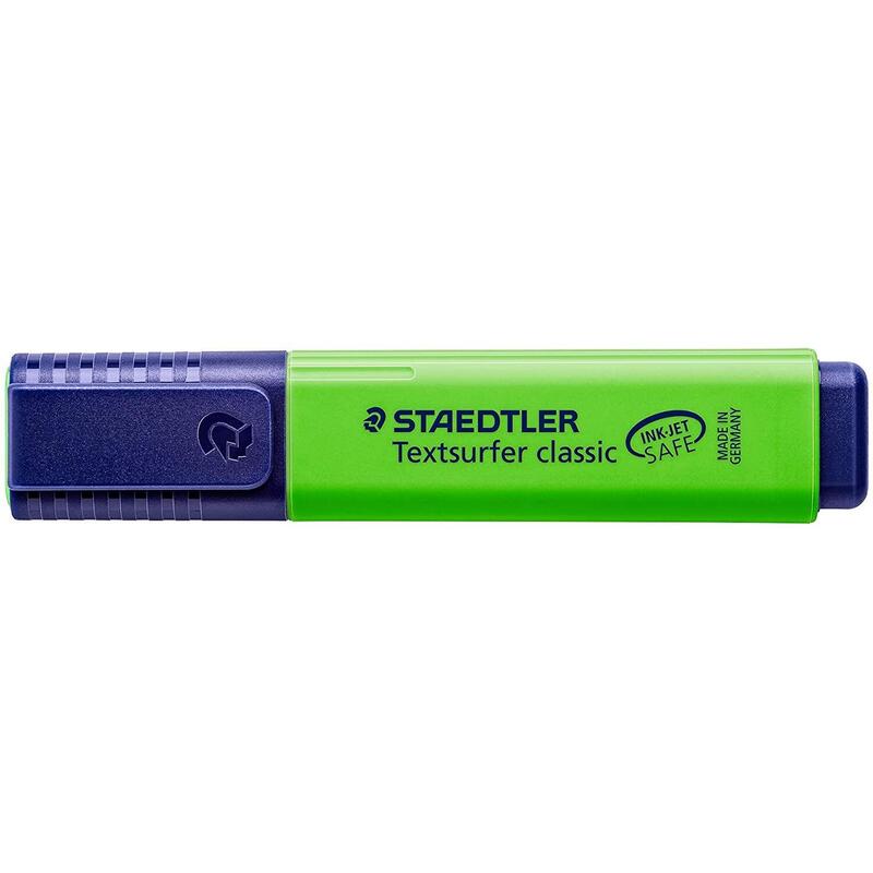 Pack 10 Unidades Staedtler Textsurfer Classic 364 Rotulador Marcador Fluorescente - Punta Biselada - Trazo Entre 1mm-5mm - Tinta Con Base De Agua - Color Verde