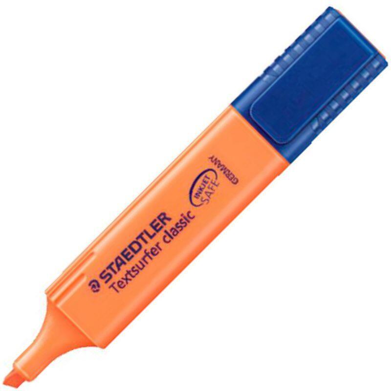 Pack 10 Unidades Staedtler Textsurfer Classic 364 Rotulador Marcador Fluorescente - Punta Biselada - Trazo Entre 1mm-5mm - Tinta Con Base De Agua - Color Naranja