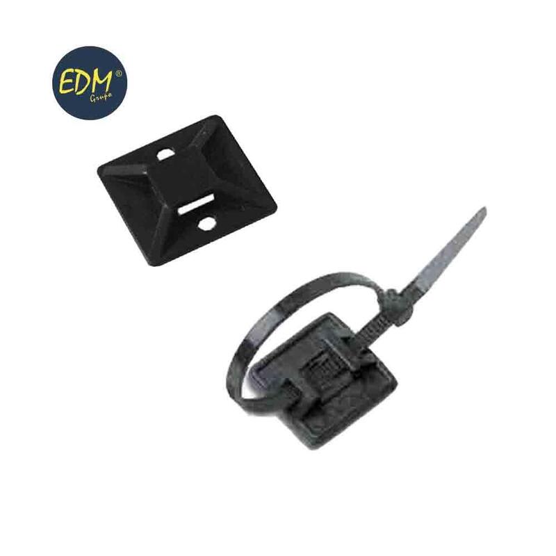Pack 100 Unid. Base De Anclaje Adhesiva Para Bridas 3,6mm Negra