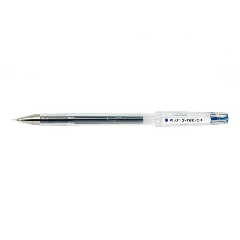 Pack 12 Unidades Pilot Boligrafo De Gel G-Tec C4 - Extra Fino - Recargable - Punta De Bola 0.4mm - Trazo 0.2mm - Color Azul