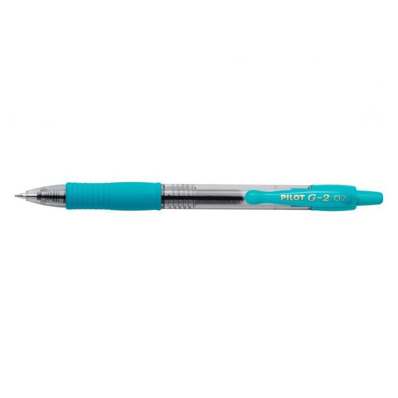 Pack 12 Unidades Pilot Boligrafo De Gel G2 Rollerball Retractil - Recargable - Punta De Bola Redonda 0.7mm - Trazo 0.32mm - Grip Ergonomico - Color Turquesa