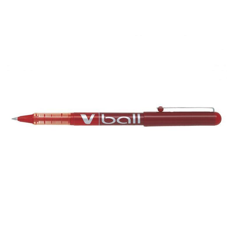 Pack 12 Unidades Pilot Boligrafo De Tinta Liquida V Ball 05 Rollerball - Punta De Bola Redonda 0.5mm - Trazo 0.3mm - Color Rojo