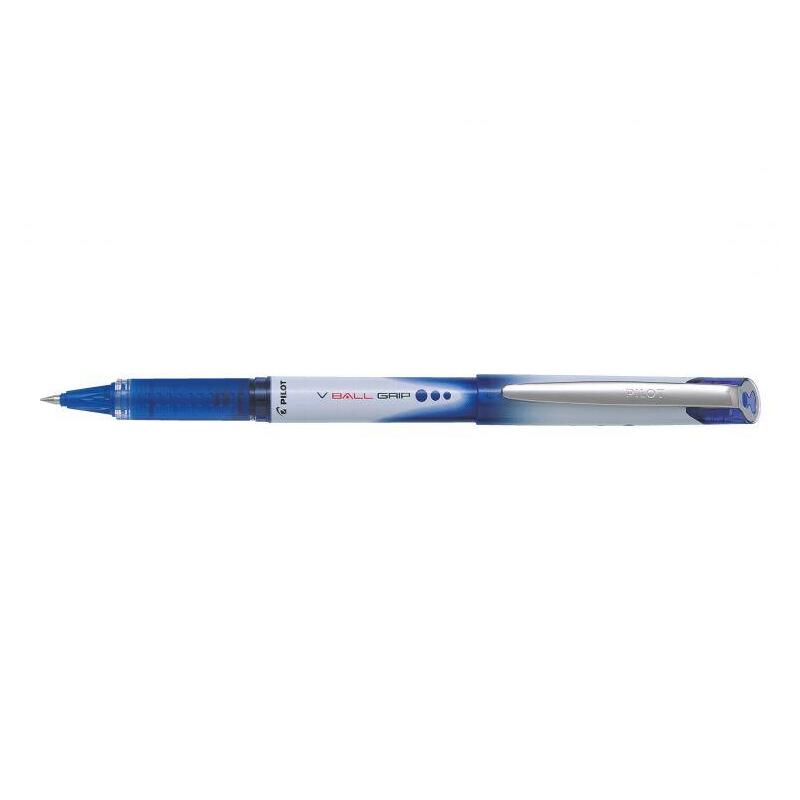 Pack 12 Unidades Pilot Boligrafo De Tinta Liquida V Ball Grip 07 - Punta De Bola Conica 0.7mm - Trazo 0.5mm - Grip De Goma - Color Azul