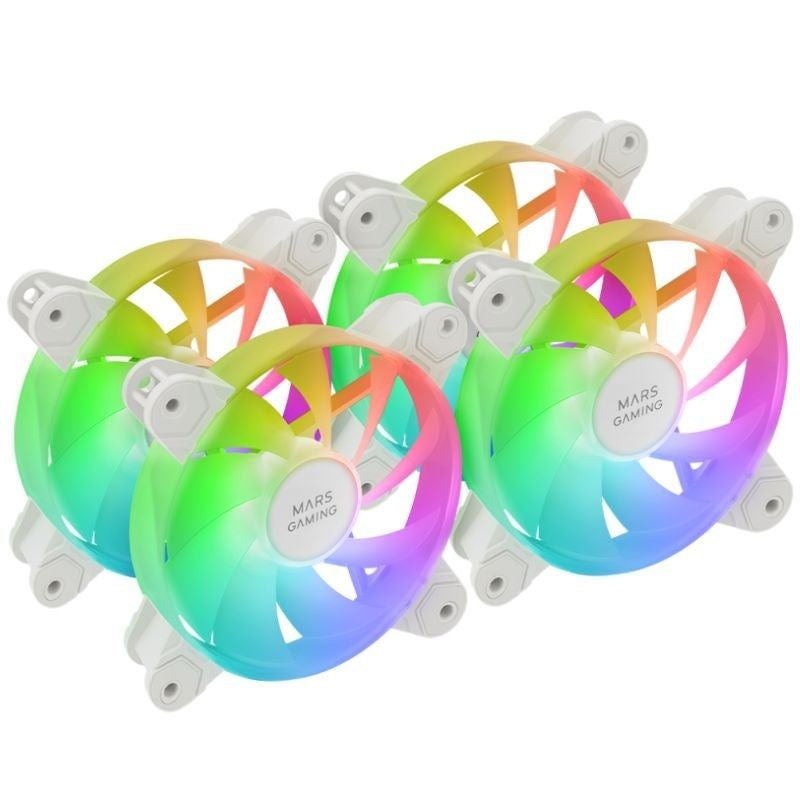 Pack 3 Ventiladores Pc Mars Gaming Mf-4a 12cm Argb Blanco