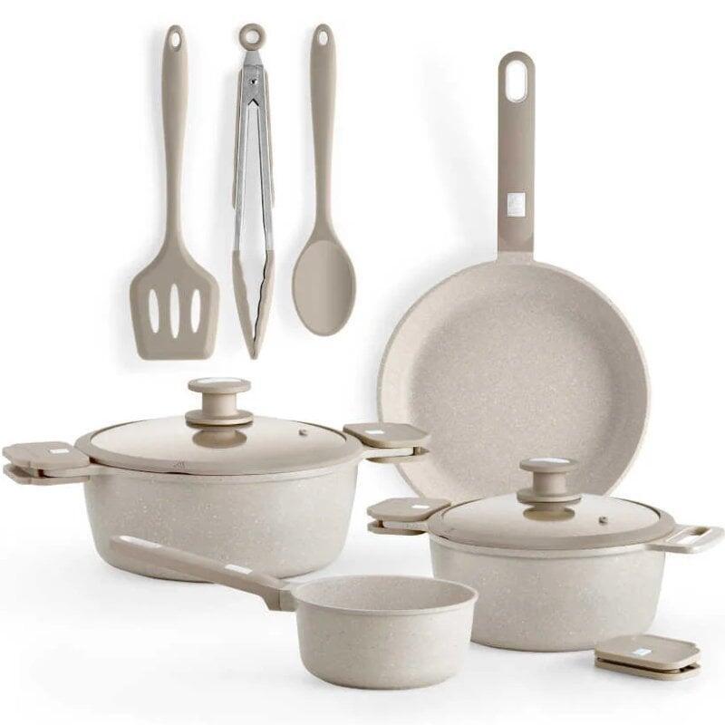 Pack Batería De Cocina Monix Denmark Cazo Ø16cm Sarten Ø24cm Cacerolas Ø20 24cm Aluminio Fundido Apta Para Inducción