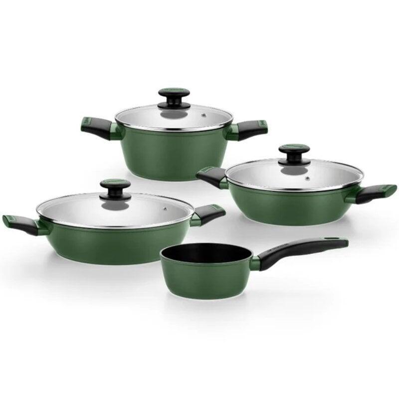 Pack Batería De Cocina Monix Forest M509900 Cazo Ø16cm Cacerolas Bajas Ø24 28cm Cacerolas Ø20cm Acero Inoxidable Apta Para Inducción