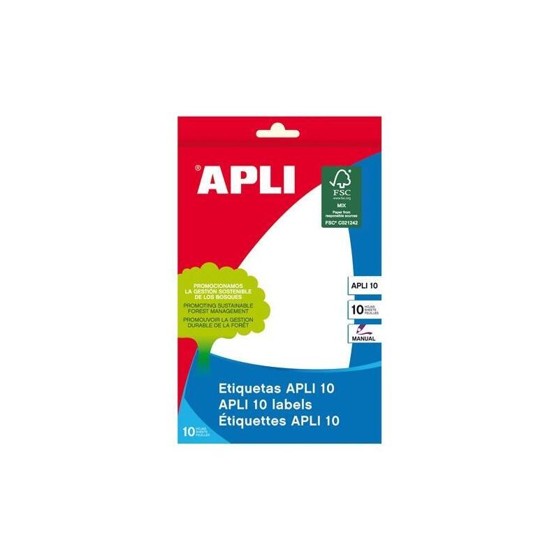 Pack De 10 Unidades Apli Etiquetas Adhesivas 105x149mm Escritura Manual C/Romos 1 X 10h Blanco