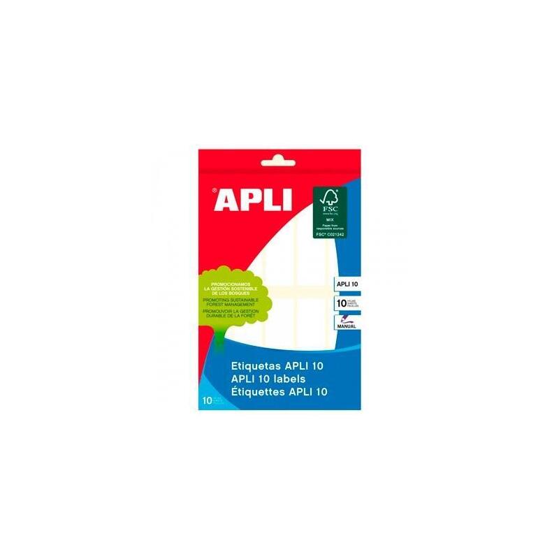 Pack De 10 Unidades Apli Etiquetas Adhesivas 20x75mm Escritura Manual C/Romos 10 X 10h Blanco