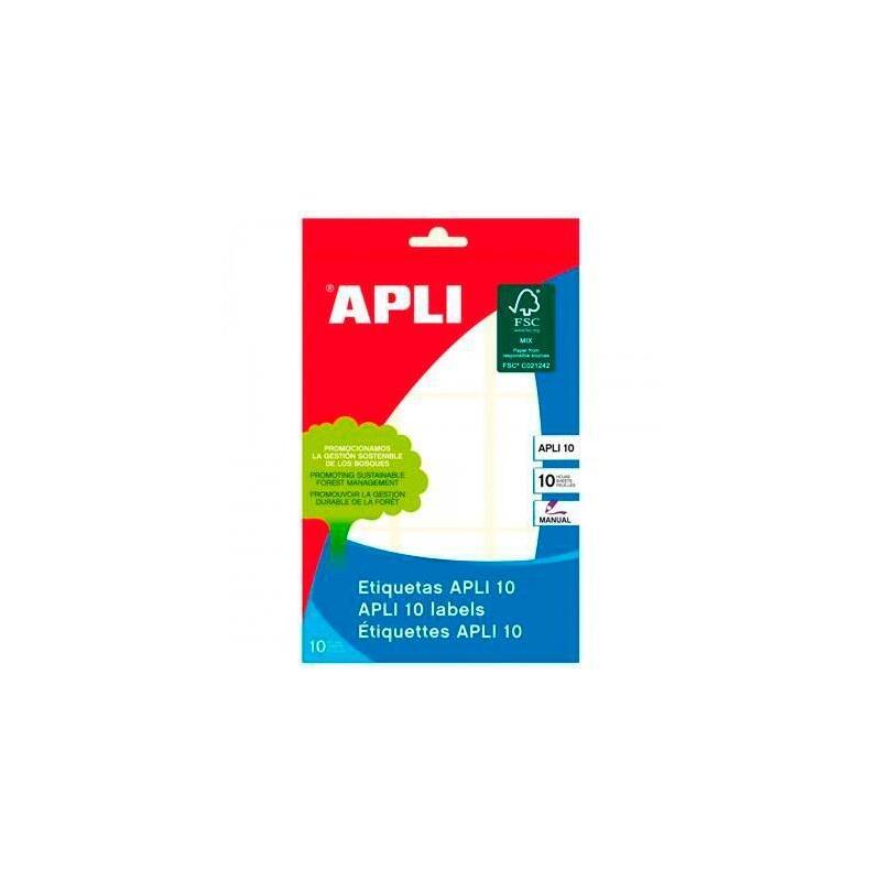 Pack De 10 Unidades Apli Etiquetas Adhesivas 34x53mm Escritura Manual C/Romos 9 X 10h Blanco