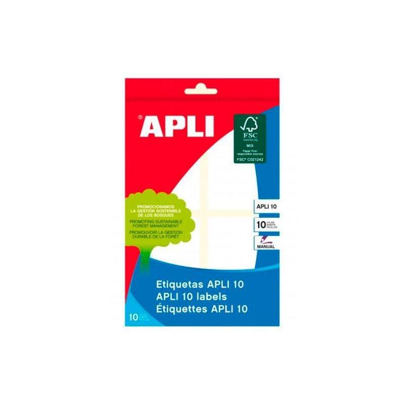 Pack De 10 Unidades Apli Etiquetas Adhesivas 40x75mm Escritura Manual C/Romos 4 X 10h Blanco