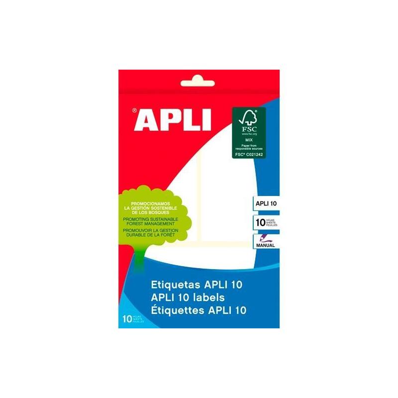 Pack De 10 Unidades Apli Etiquetas Adhesivas 53x100mm Escritura Manual C/Romos 3 X 10h Blanco