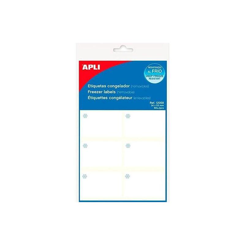 Pack De 10 Unidades Apli Etiquetas Adhesivas Para Congelador 34x53mm Escritura Manual C/Romos 10h Blanco