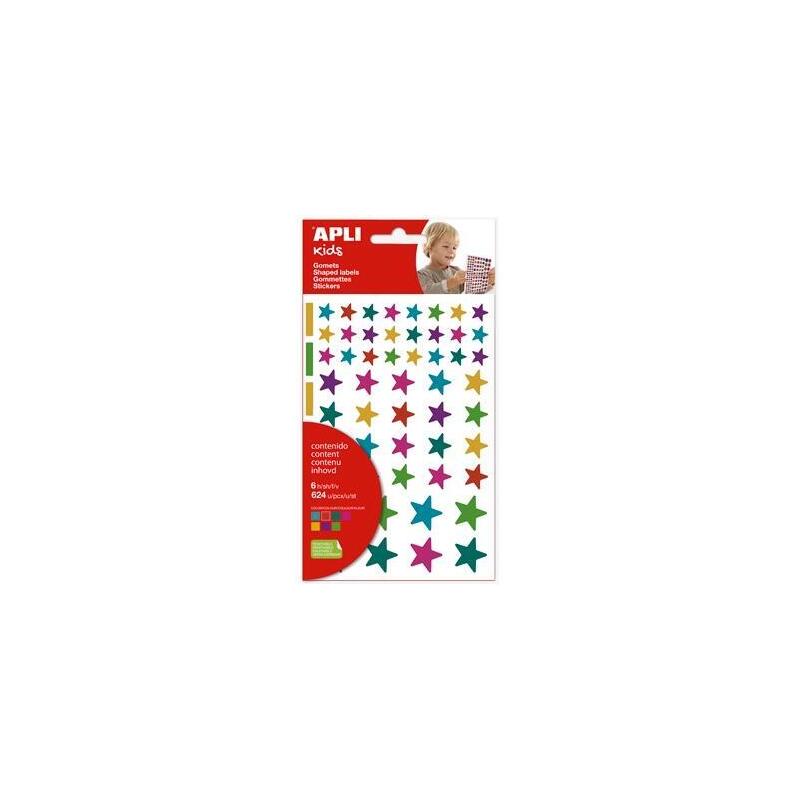 Pack De 10 Unidades Apli Gomets Estrellas Removibles Multicolor 624u 6 Hojas C/Surtidos