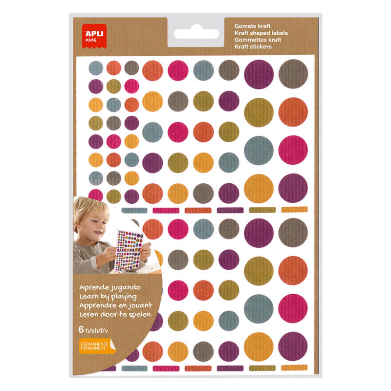 Pack De 10 Unidades Apli Gomets Redondos Adhesivo Permanente - Ø 10mm, Ø 14mm Y Ø 20mm - 624 Gomets Por Bolsa - Desarrollo De Habilidades Y Creatividad - Colores Colores