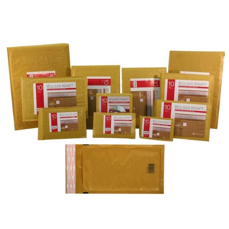 Pack De 10 Unidades Bismark Bolsa Acolchada Kraft Nº16 220x340mm - Recubrimiento Interno De Laminas De Burbuja De Aire