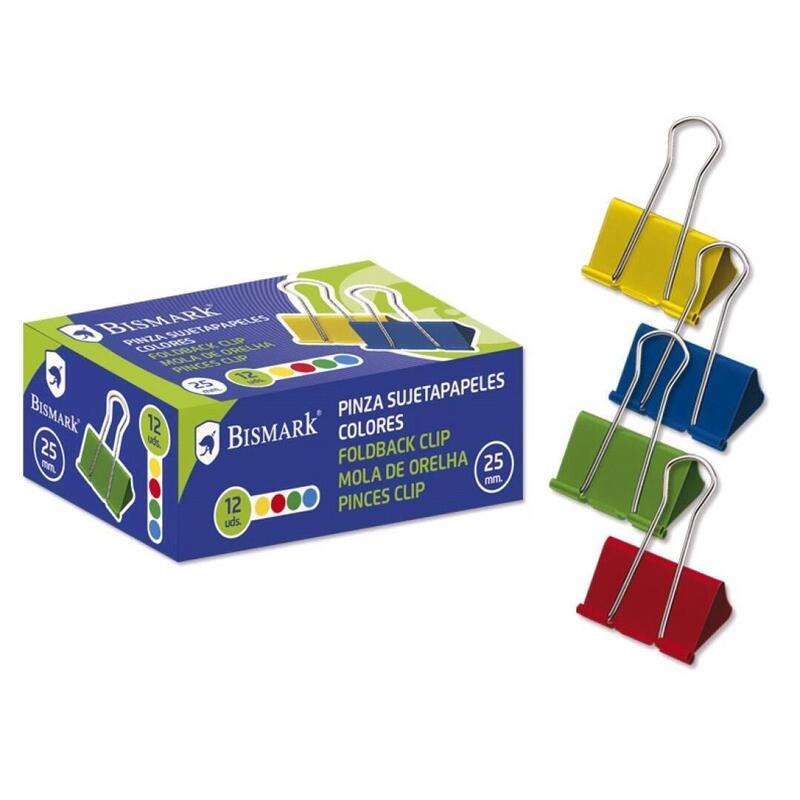 Pack De 10 Unidades Bismark Pinzas Abatibles 25mm Colores Surtidos- 12 Pinzas
