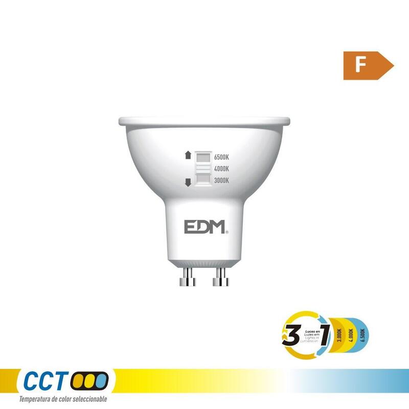 Pack De 10 Unidades - Bombilla Dicroica Led Gu10, 5 W, 450 Lm, 3cct, Ø50 X 62 Mm