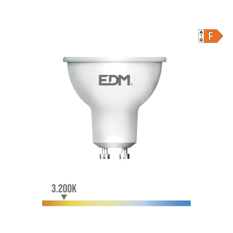 Pack De 10 Unidades - Bombilla Dicroica Led Gu10 5w 450lm 3200k Luz Calida Ø5x5,5cm Edm