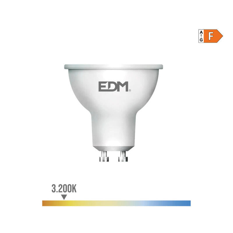 Pack De 10 Unidades - Bombilla Dicroica Led Gu10 7w 550lm 3200k Luz Calida 120° Ø5x5,5cm Edm