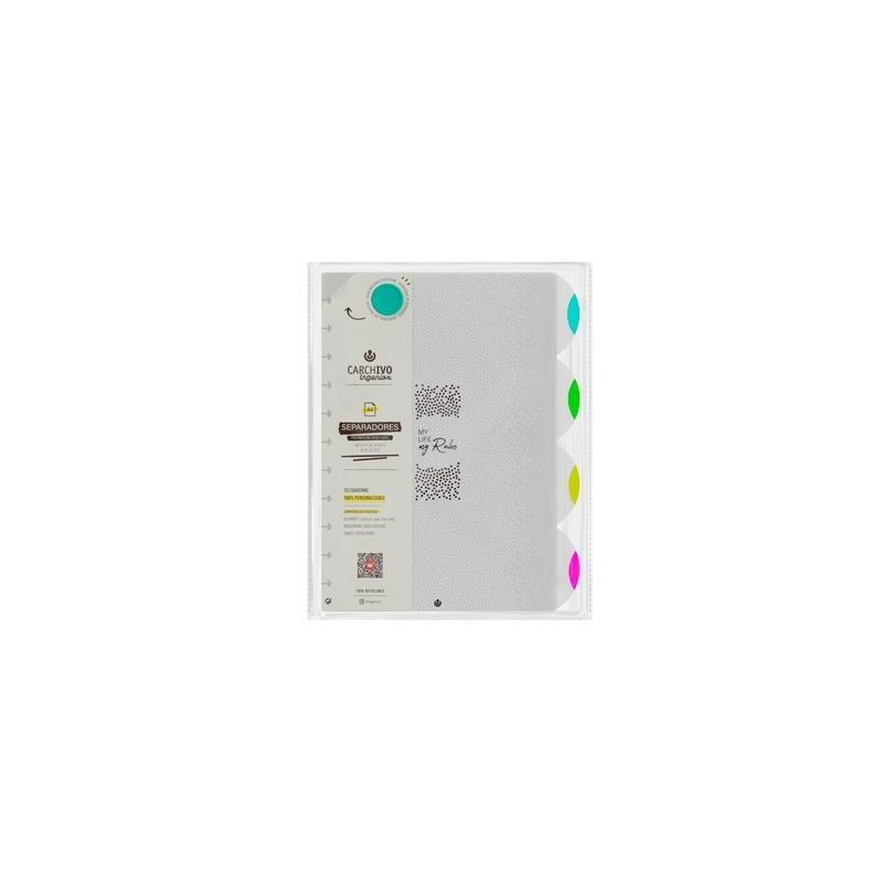 Pack De 10 Unidades Carchivo Separadores Ingeniox Neon A4 Extraíbles 4 Posiciones Pp