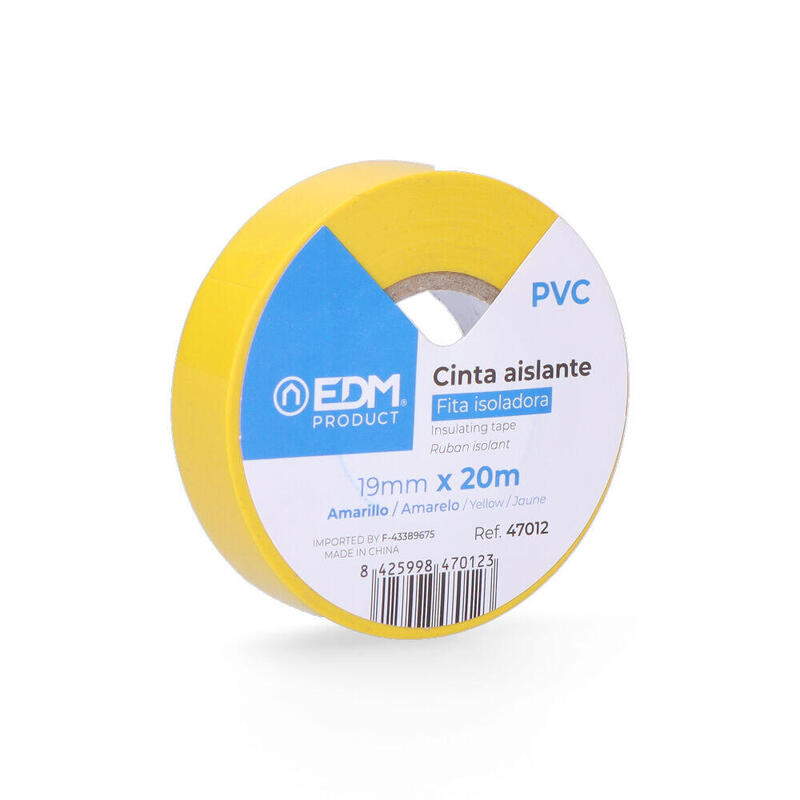 Pack De 10 Unidades - Cinta Aislante 20m X 19mm Amarilla Edm Calidad "Supra"