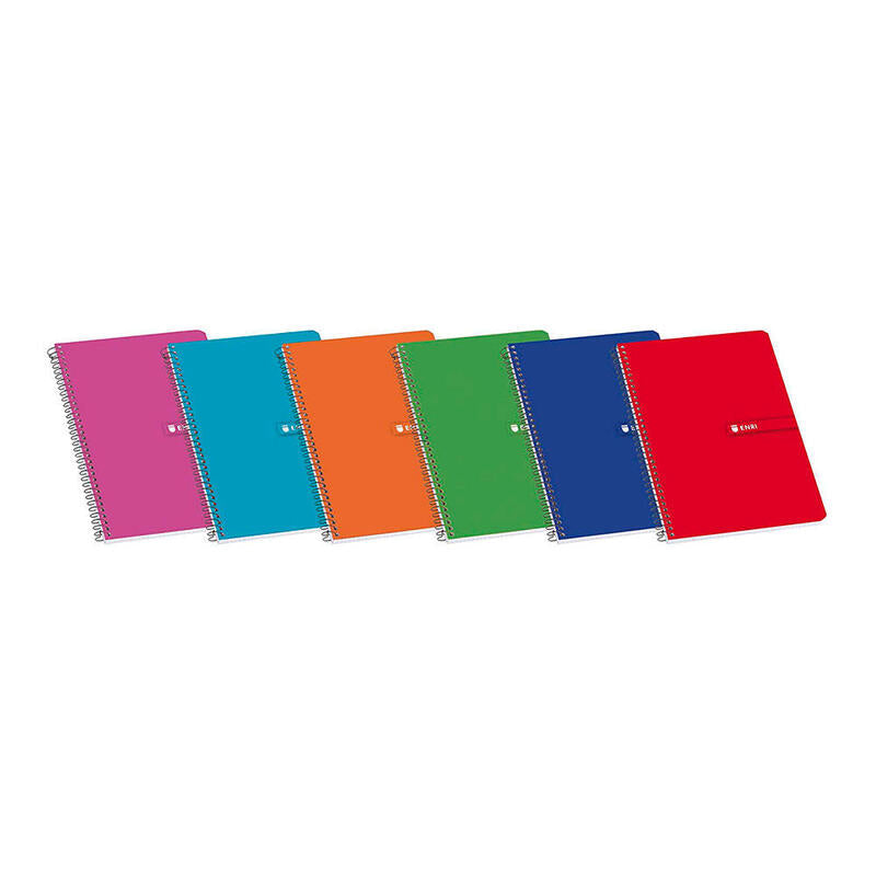 Pack De 10 Unidades - Cuaderno De Tapa Blanda Enri Espiral Din A5 Cuadriculado Colores Surtidos