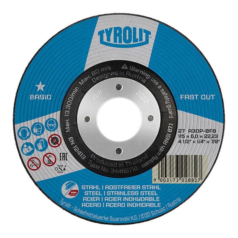 Pack De 10 Unidades - Disco De Desbaste 27c Ø115x6x22,23 A30p-Bfb. Tyrolit