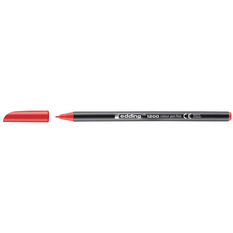 Pack De 10 Unidades Edding 1200 Rotulador Permanente Punta Redonda - Trazo Entre 0.5 Y 1 Mm. - Tinta Con Base De Agua - Color Rojo