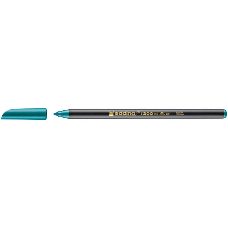 Pack De 10 Unidades Edding 1200 Rotulador Permanente Punta Redonda - Trazo Entre 1 Y 3 Mm. - Tinta Con Base De Agua - Color Verde Metalizado