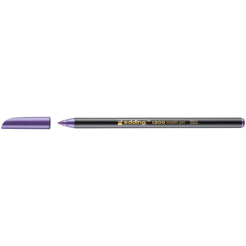Pack De 10 Unidades Edding 1200 Rotulador Permanente Punta Redonda - Trazo Entre 1 Y 3 Mm. - Tinta Con Base De Agua - Color Violeta Metalizado