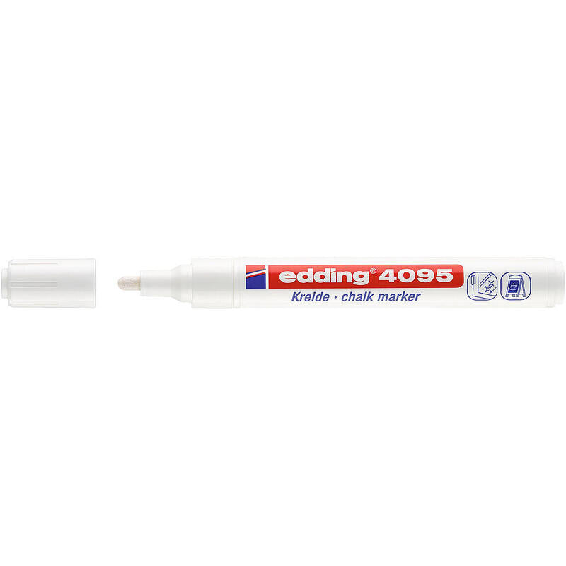 Pack De 10 Unidades Edding 4095 Rotulador De Tiza Liquida - Punta Redonda - Trazo Entre 2 Y 3mm - Olor Neutro - Color Blanco