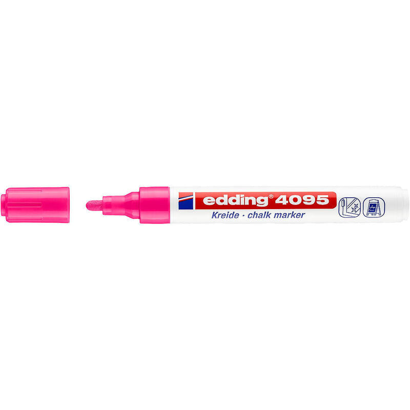 Pack De 10 Unidades Edding 4095 Rotulador De Tiza Liquida - Punta Redonda - Trazo Entre 2 Y 3mm - Olor Neutro - Color Rosa Neon
