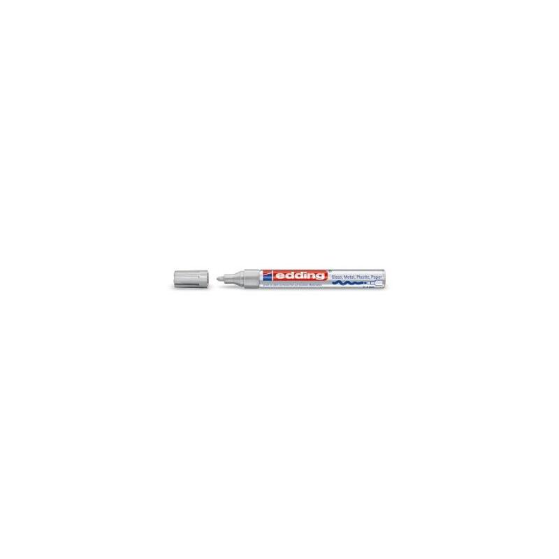 Pack De 10 Unidades Edding 750 Rotulador Permanente Punta Redonda - Trazo Entre 2 Y 4 Mm. - Tinta Opaca - Secado Rapido - Color Plata