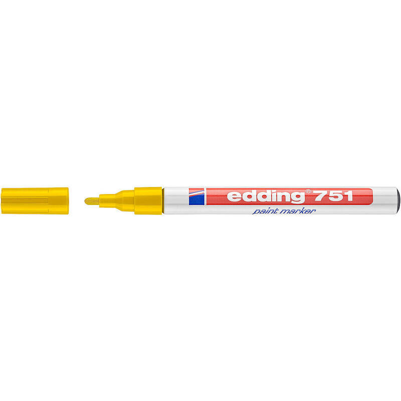 Pack De 10 Unidades Edding 751 Rotulador Permanente Punta Redonda - Trazo Entre 1 Y 2 Mm. - Tinta Opaca - Secado Rapido - Color Amarillo
