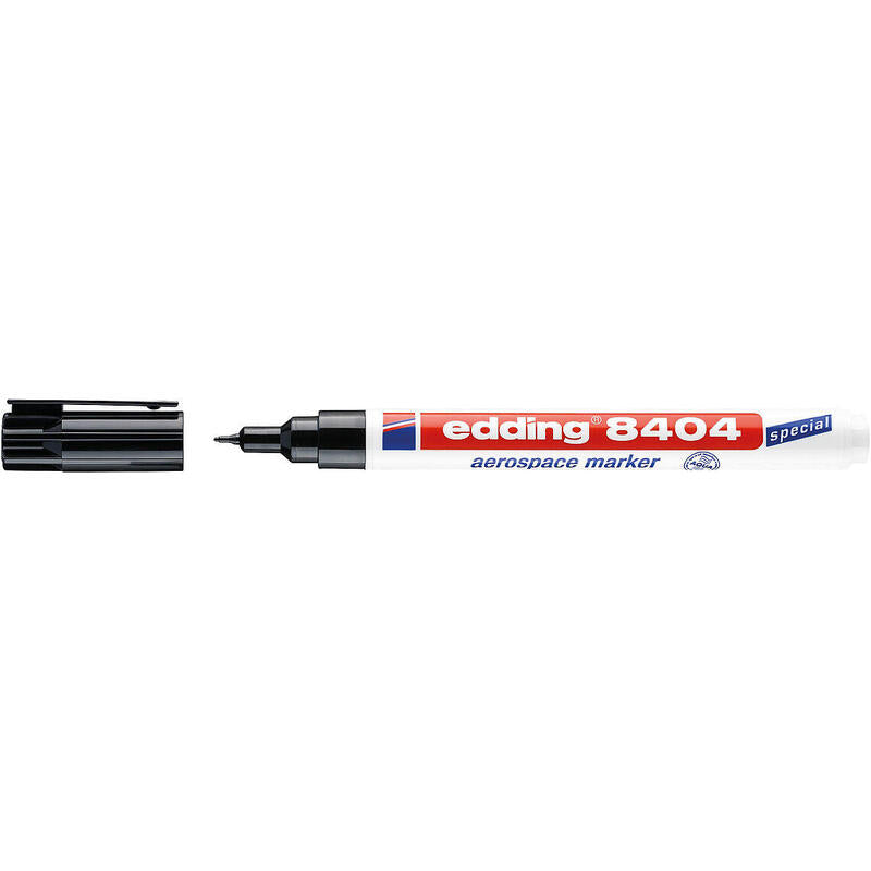 Pack De 10 Unidades Edding 8404 Rotulador Aeroespacial Permanente - Escribe Sobre Metal - Punta Redonda - Trazo 0.75mm - Resistente Al Agua, Desgaste Y Al Roce - Secado Rapido - Color Negro