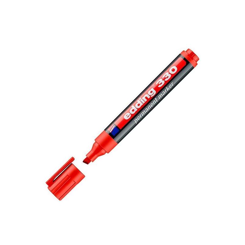 Pack De 10 Unidades Edding Marcador Permanente 330 P/Biselada Rojo