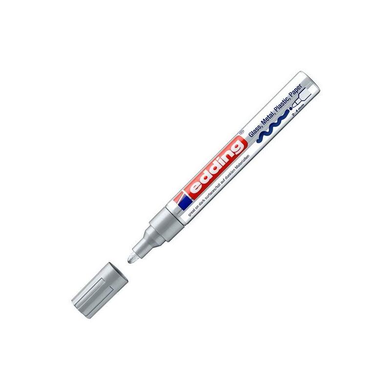 Pack De 10 Unidades Edding Marcador Permanente Tinta Opaca 750 Plata