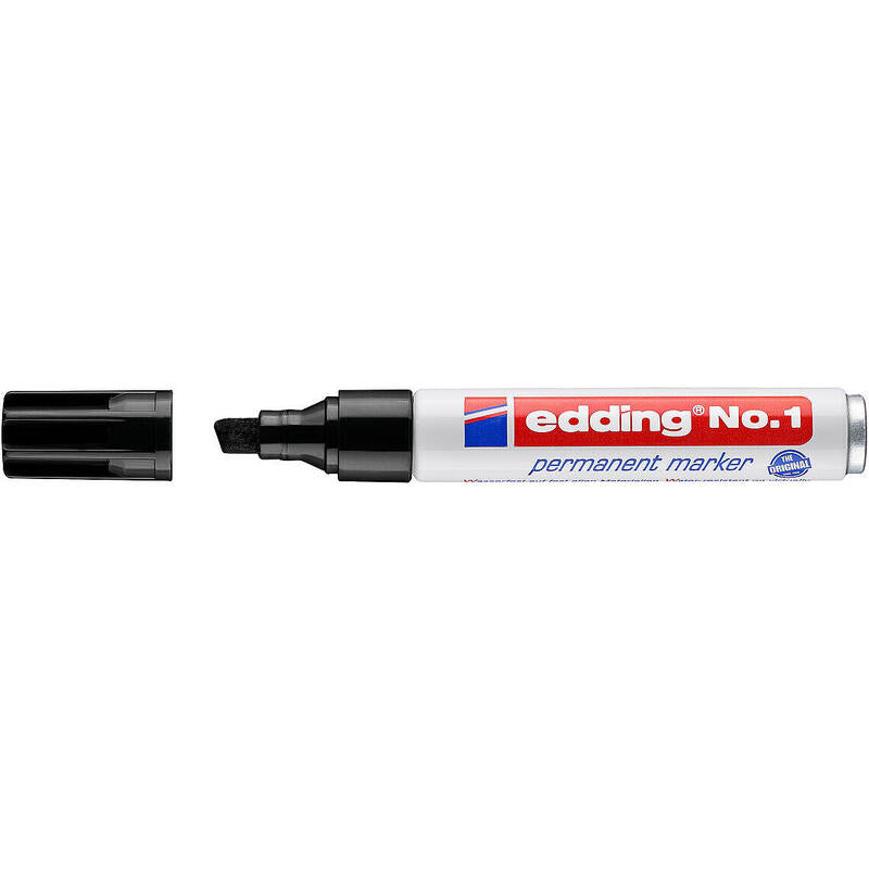 Pack De 10 Unidades Edding Nº1 Rotulador Permanente - Punta Biselada - Trazo Entre 1 Y 5 Mm. - Recargable - Secado