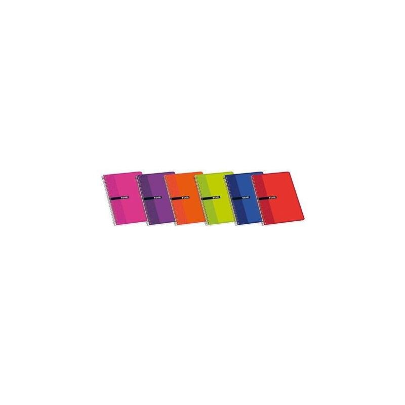 Pack De 10 Unidades Enri Cuaderno Espiral 80 Hojas 4x4 Con Margen Tapas Blandas Folio Colores