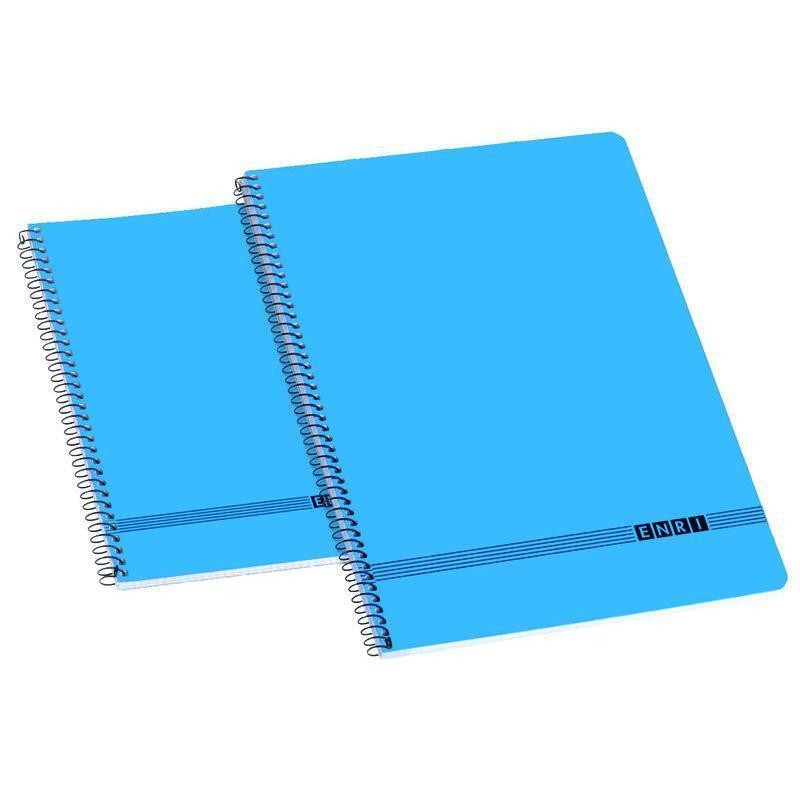 Pack De 10 Unidades Enri Cuaderno Espiral Oficina 80h Liso Tapas Blandas Folio Azul