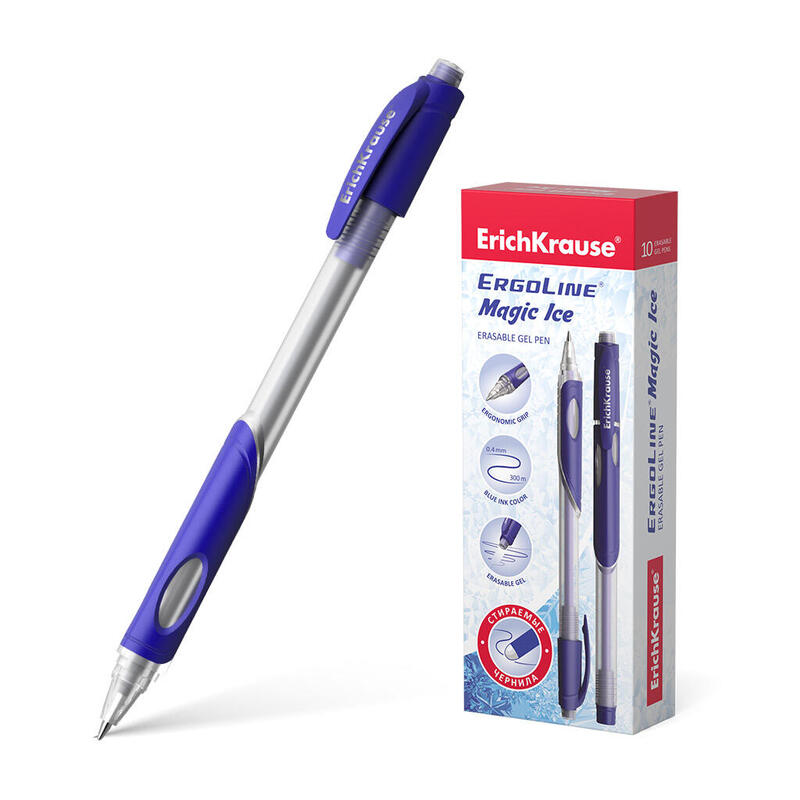 Pack De 10 Unidades Erichkrause Boligrafo De Gel Borrable Ergoline Magic Ice - Punta De 0,5mm - Tinta De Gel De Secado Rapido - Cuerpo Semitransparente - Color Mate