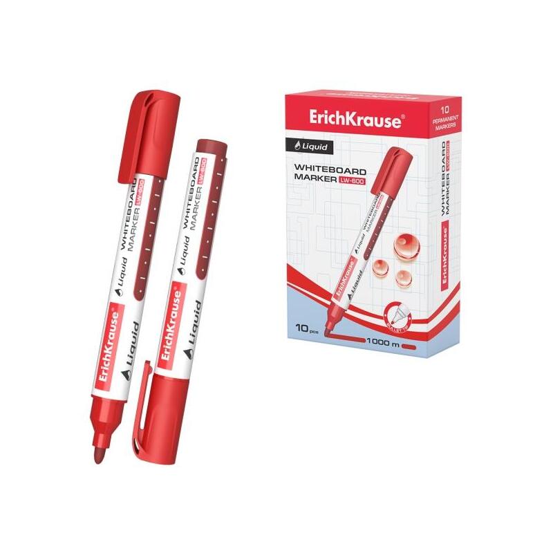 Pack De 10 Unidades Erichkrause Liquid Lw-600 Marcador De Pizarra Blanca - Tinta Liquida A Base De Alcohol - Punta En