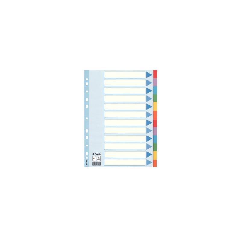 Pack De 10 Unidades Esselte Separadores Multitaladro Cartón 12 Posiciones A4 Índice Colores